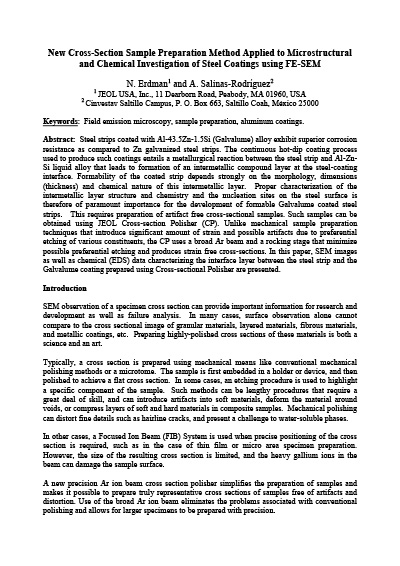 New Cross-Section Sample Preparation Method Applied to Microstructural and Chemical Investigation of Steel Coatings using FE-SEM